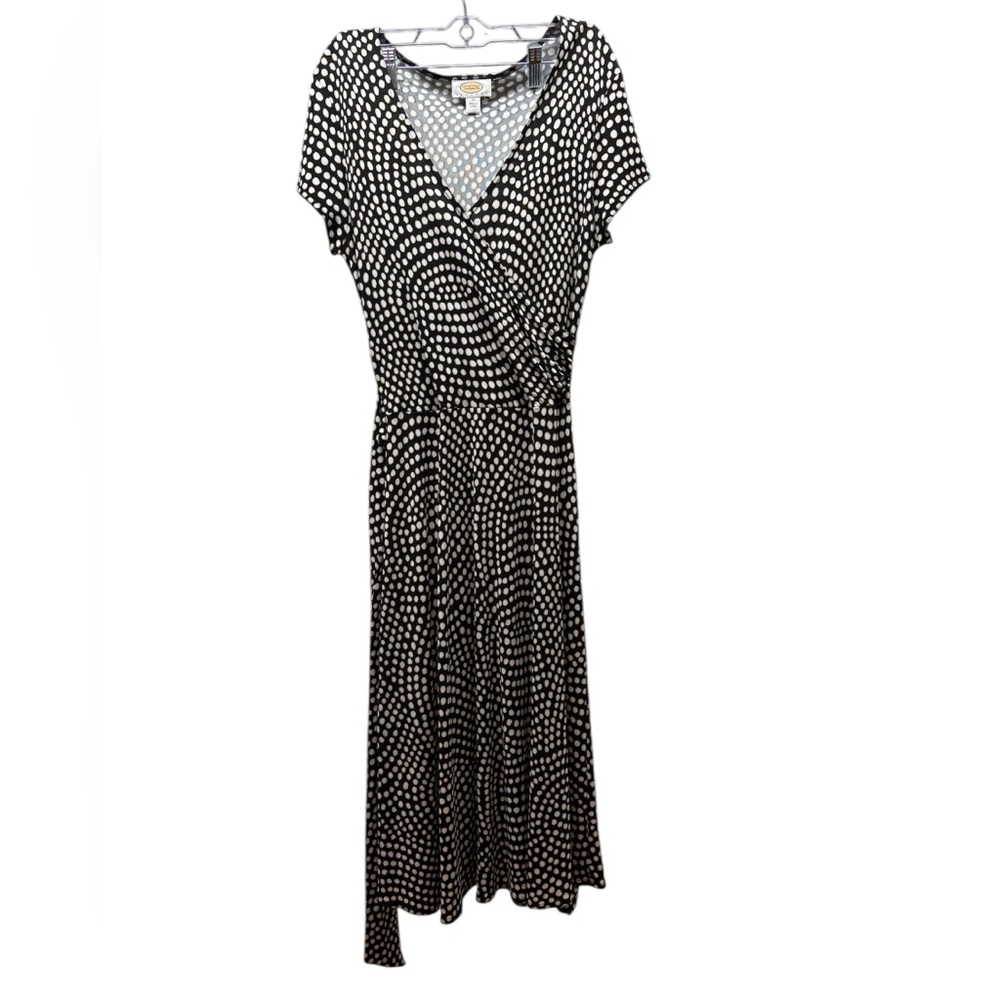 Talbots Black and White Swirl Midi Wrap Dress - Petite